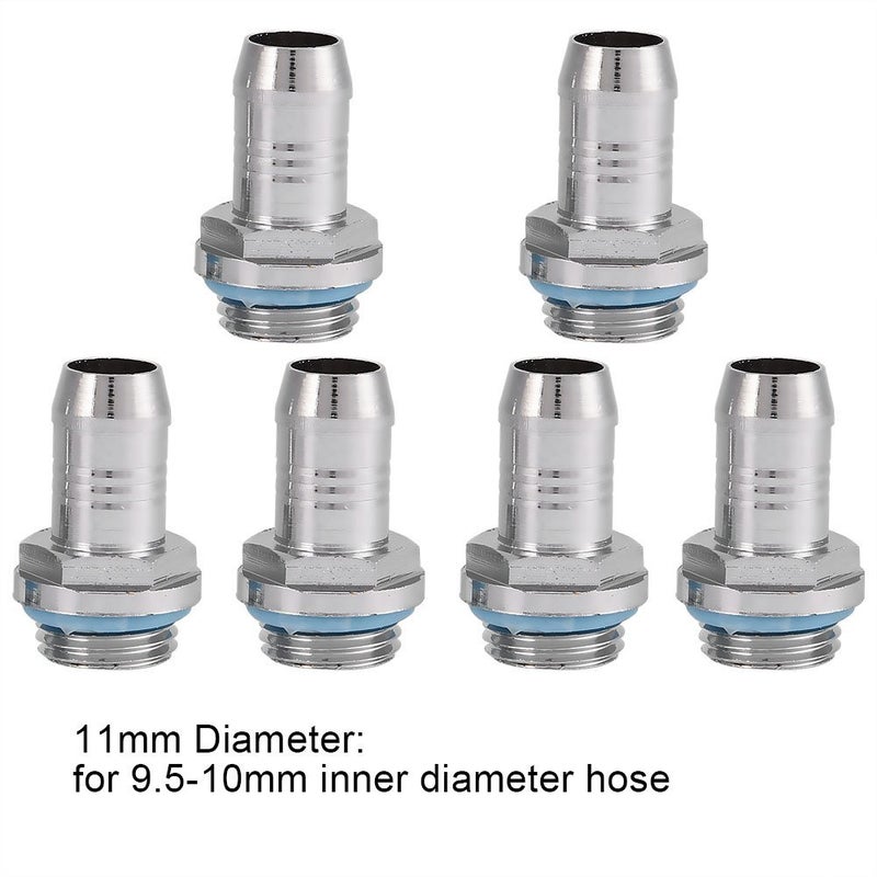Serounder 6 قطع محول تركيب بارب G1/4"، OD 6 مم تركيب بارب لتبريد المياه للكمبيوتر، تركيب بارب أنبوب مرن بخيط G1/4، موصل تركيب بارب لنظام أنبوب تبريد المياه للكمبيوتر (11 مم) - Image 1